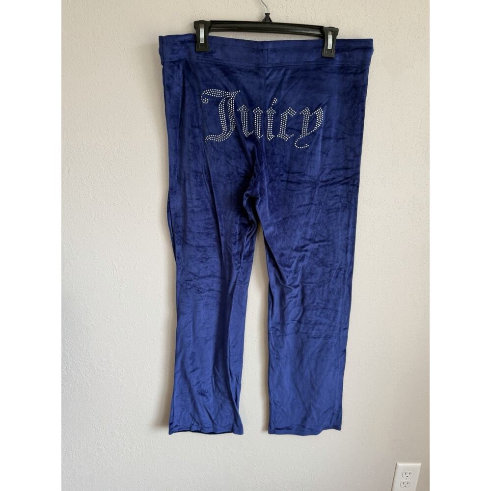 Juicy Couture Sleepwear OG Bling Indigo Velour Track Pant Womens L Y2K Bratz - Picture 4 of 6
